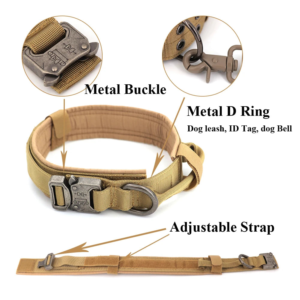 Adjustable Tactical Dog Collar And Leash Set Control Handle