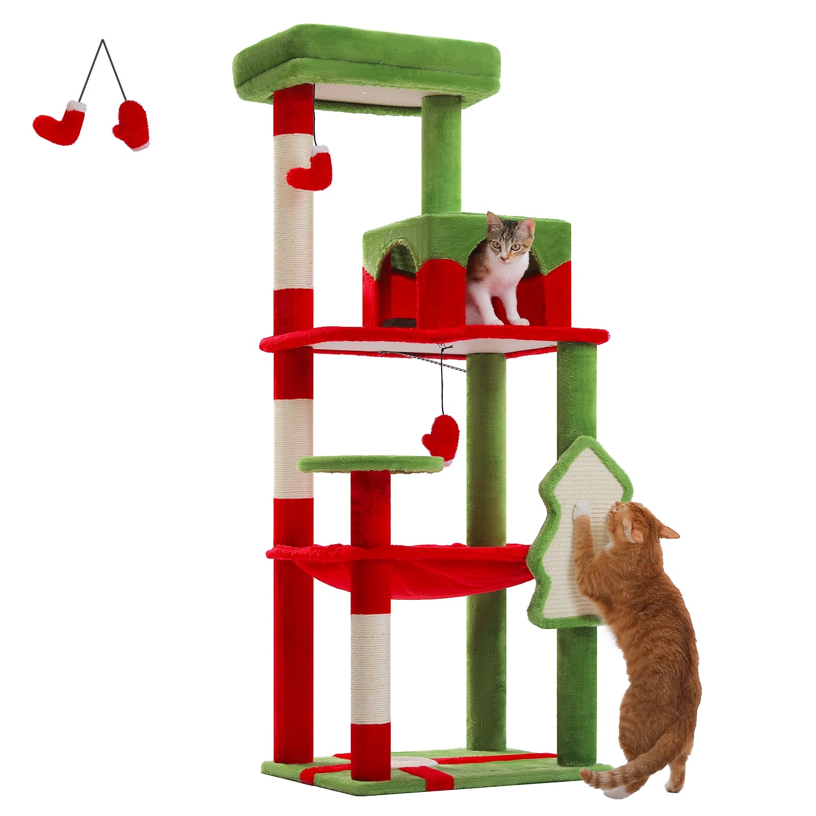 5-Level Cat Tower with Large Hammock Sisal Covered Scratching Posts Cozy Condo