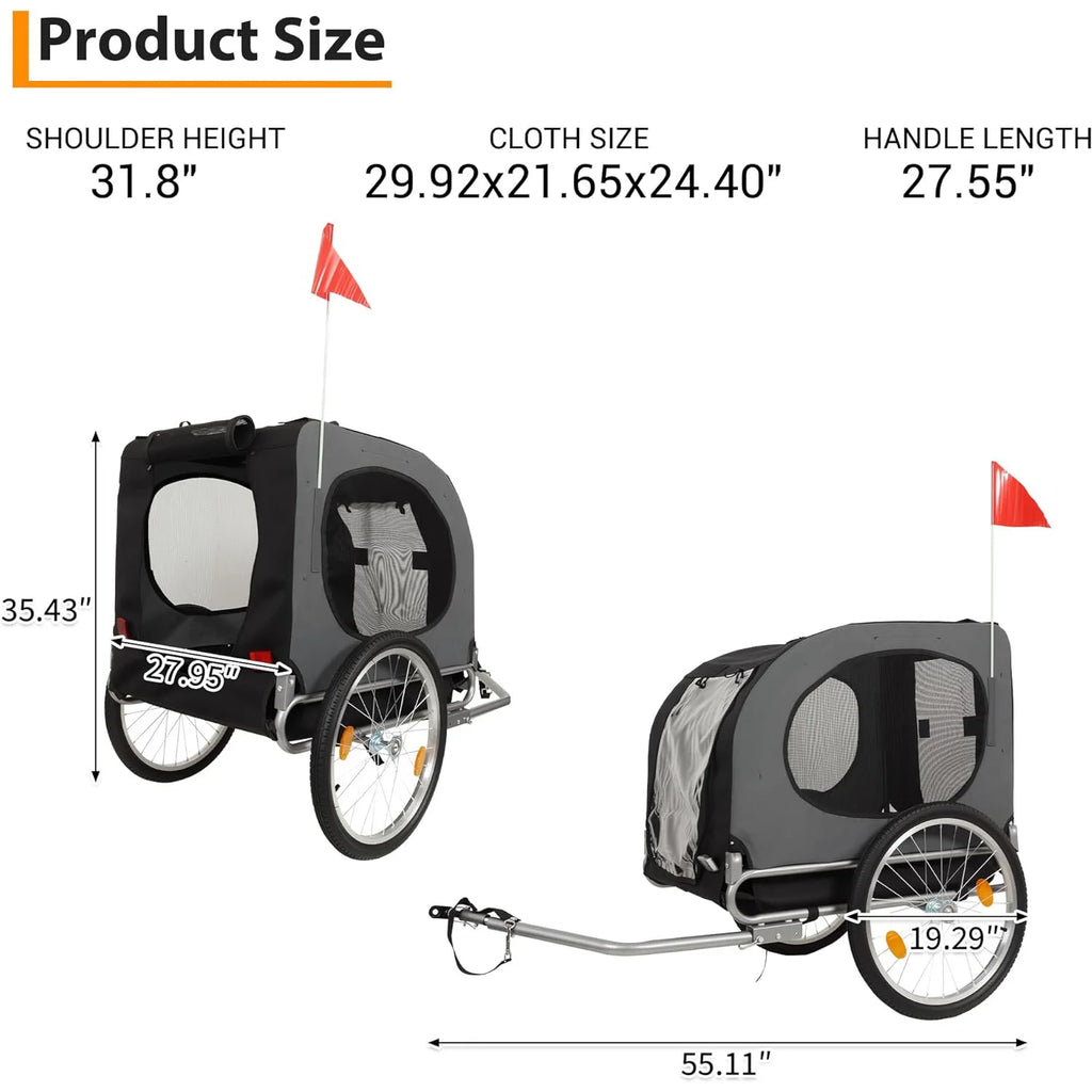 Steel Bike Pet Trailer Folding Max 40kg Water Resistant