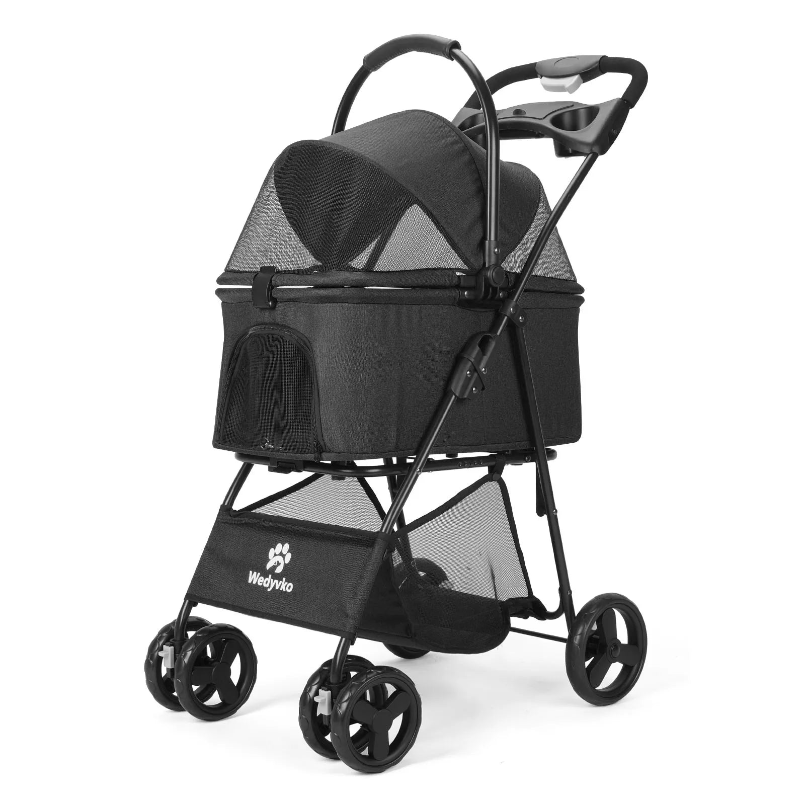 3 in 1 Pet Stroller with Removable Carrier, Folding, Waterproof, All-Terrain, with Sun Screen