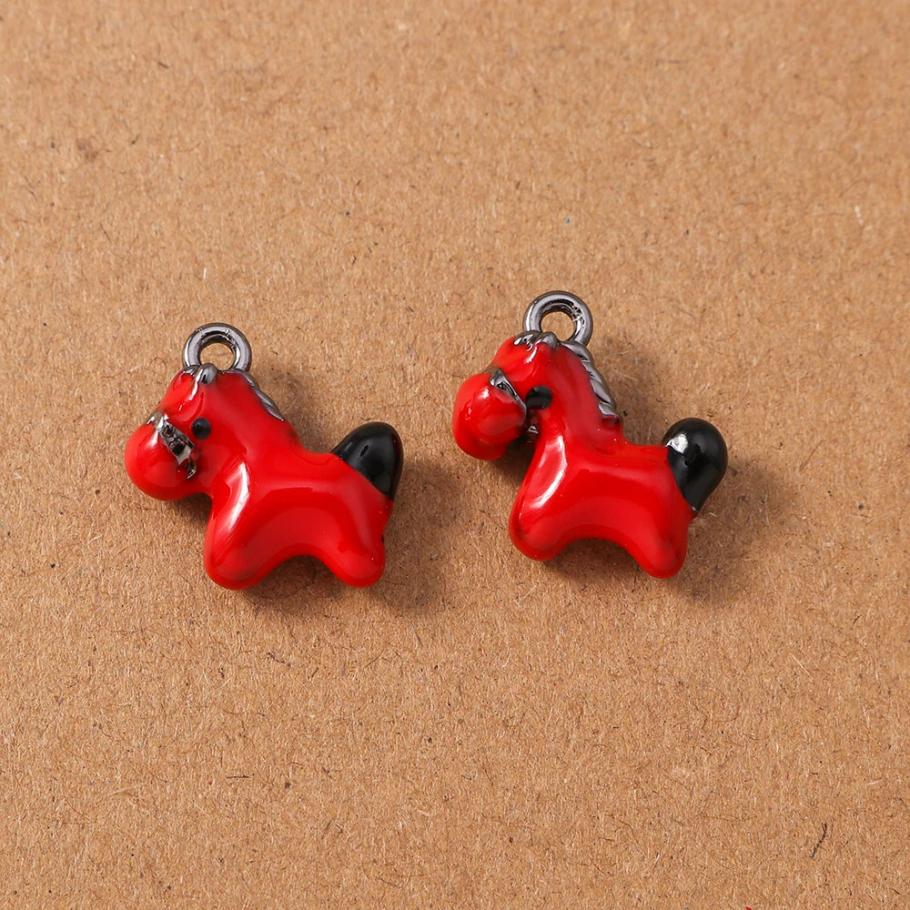 5pcs Cute Enamel Pony Horse Charms Pendants
