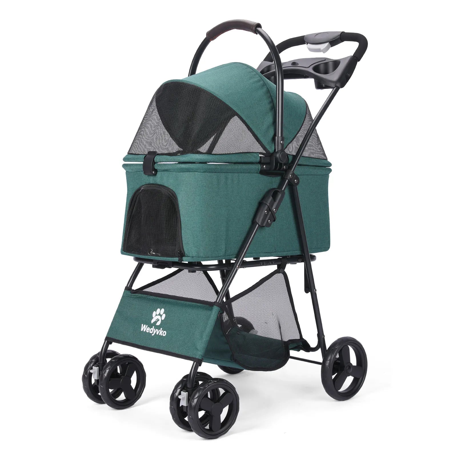 3 in 1 Pet Stroller with Removable Carrier, Folding, Waterproof, All-Terrain, with Sun Screen