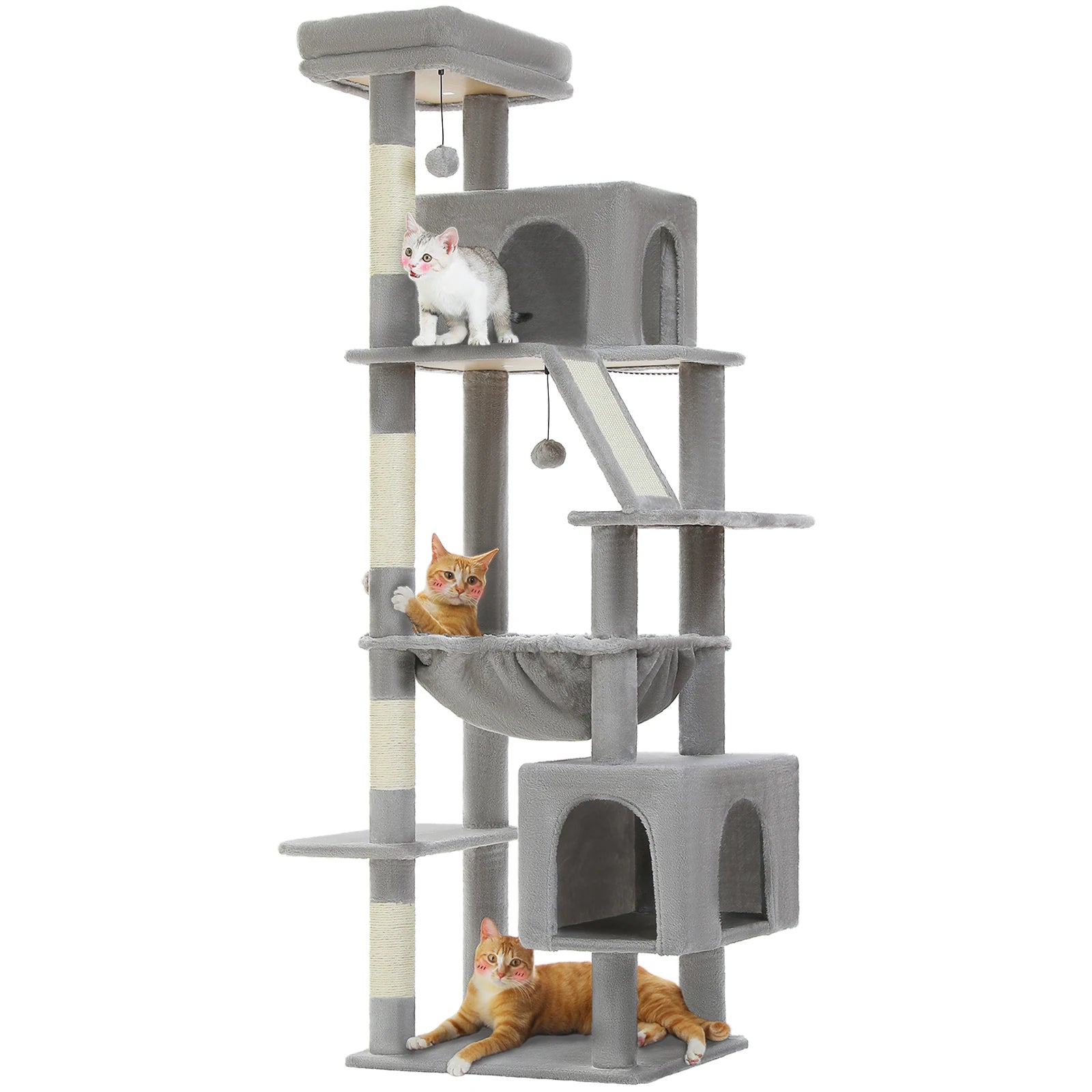 Tall Cat Tower for indoor Multi-level ,2 Big Condo Pad Bed Scratching Post