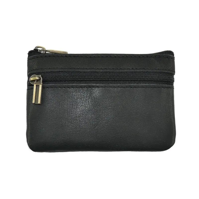 Genuine Leather Coin Purse with Keychain for Men & Women