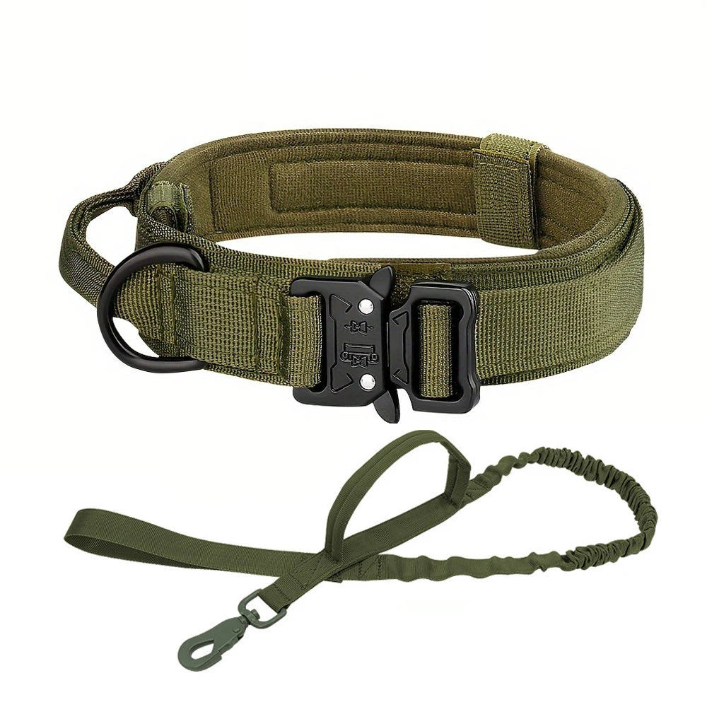 Adjustable Tactical Dog Collar And Leash Set Control Handle