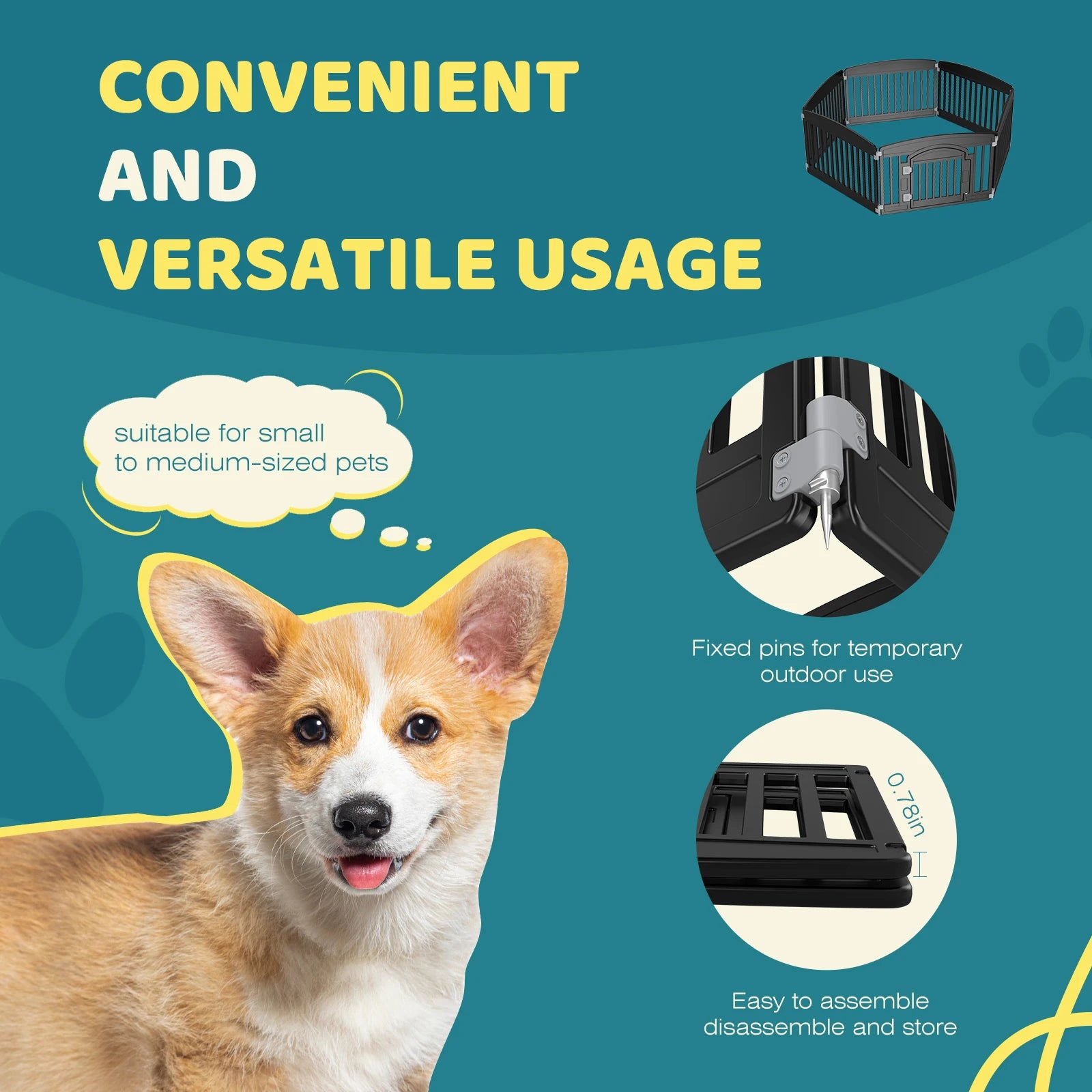 Plastic Dog 6 Panel 24IN Expandable Folding Portable Playpen