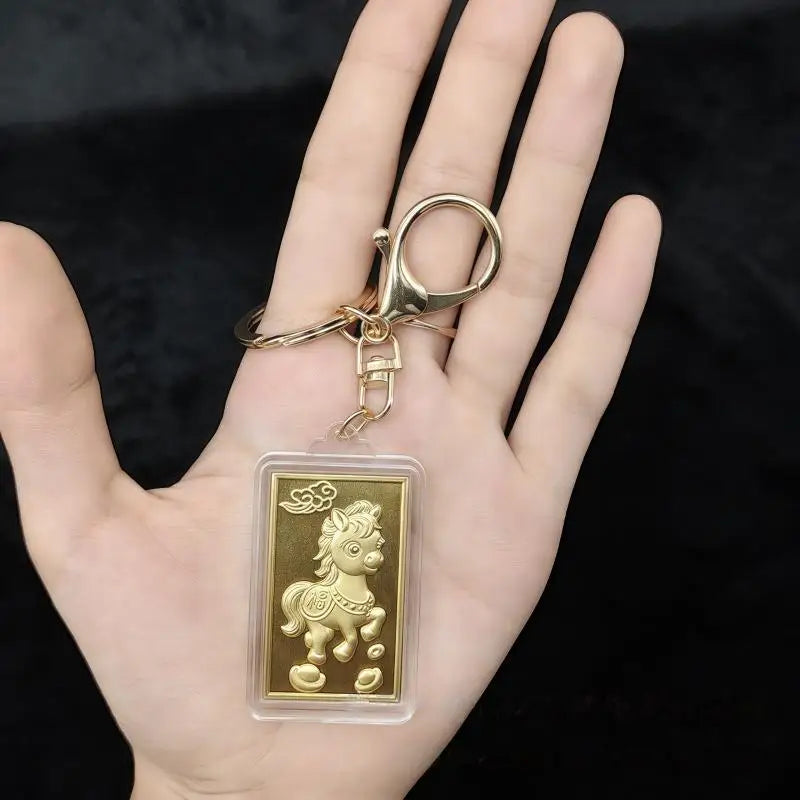 Horse Zodiac Keychain with Commemorative Coin - 2026 Chinese New Year Mascot Design for Daily Use & Festival Gift Giving