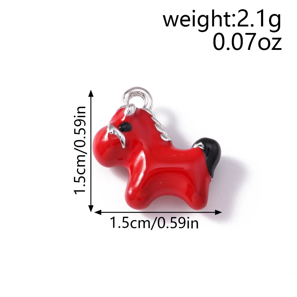 5pcs Cute Enamel Pony Horse Charms Pendants