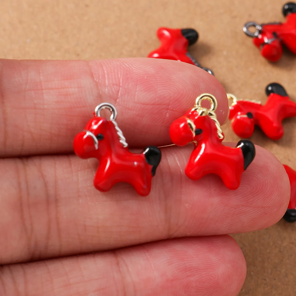 5pcs Cute Enamel Pony Horse Charms Pendants
