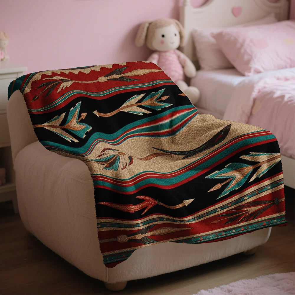 Southwestern Print, Soft Warm Cozy Flannel for Bedroom Travel, Machine Washable