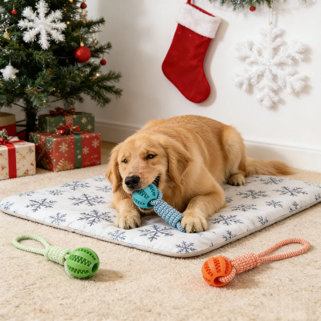 Durable Braided Rope Dog Chew Toy Ball - Dental Cleaning & Treat Dispenser