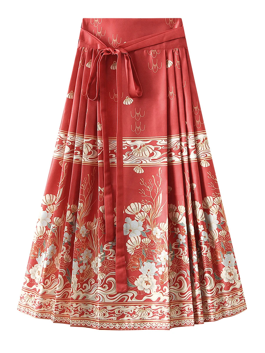 Elegant Long Pleated Swing Skirt