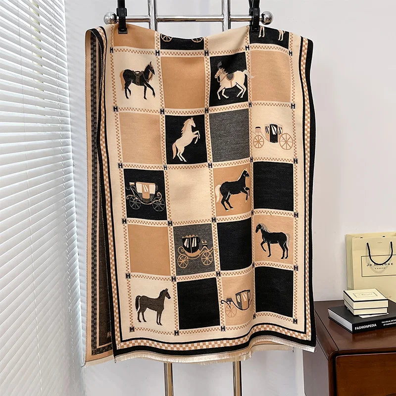 Luxury Warm Poncho Cashmere Winter Scarf, Shawl, Wrap