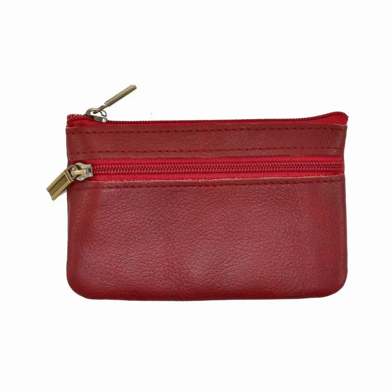 Genuine Leather Coin Purse with Keychain for Men & Women