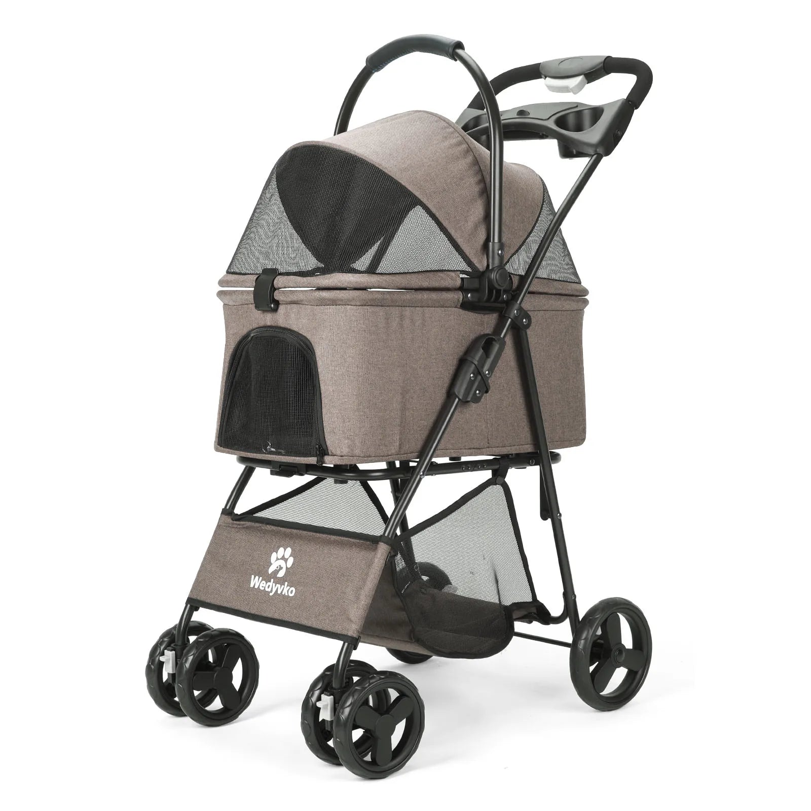 3 in 1 Pet Stroller with Removable Carrier, Folding, Waterproof, All-Terrain, with Sun Screen