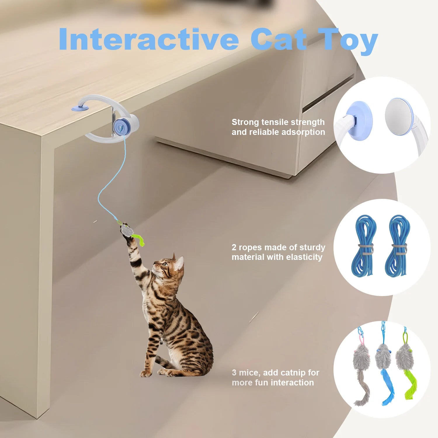 Cat USB Rechargeable Self Play Toy Retractable