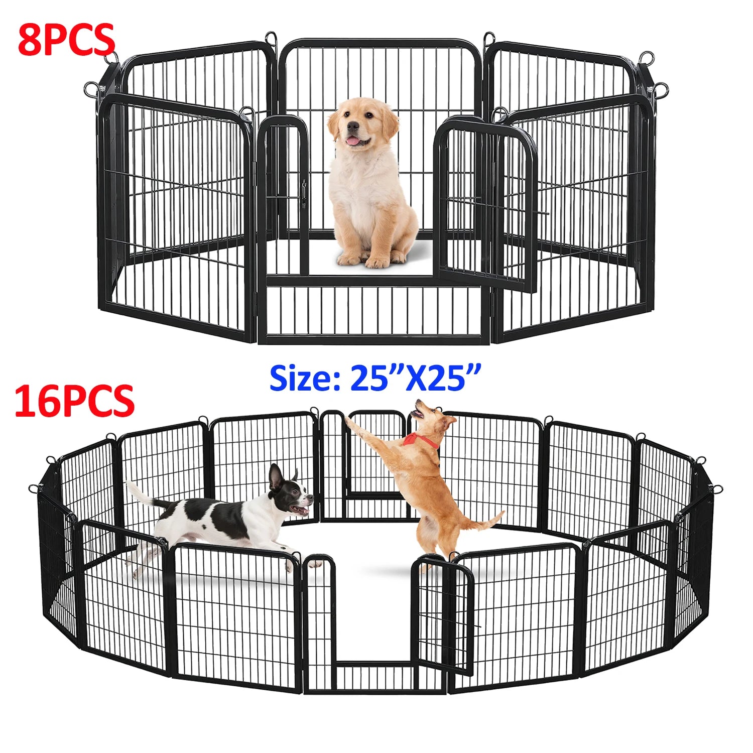 Dog Playpen with Door, Outdoor/Indoor Foldable Metal, Heavy Duty