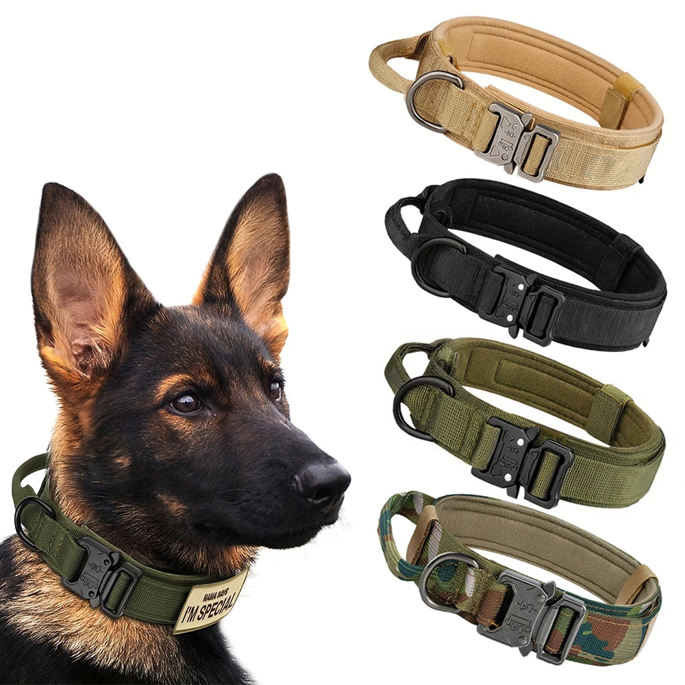 Adjustable Tactical Dog Collar And Leash Set Control Handle