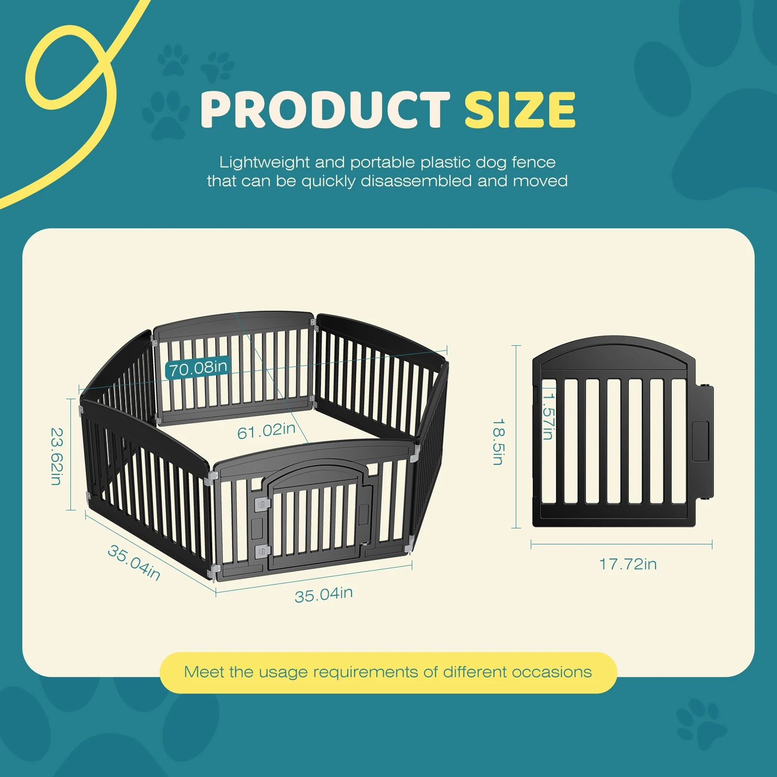 Plastic Dog 6 Panel 24IN Expandable Folding Portable Playpen