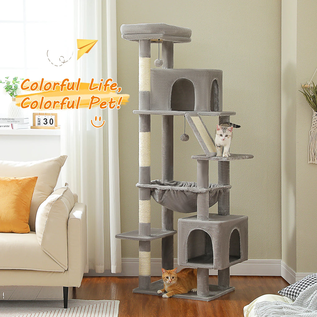Tall Cat Tower for indoor Multi-level ,2 Big Condo Pad Bed Scratching Post