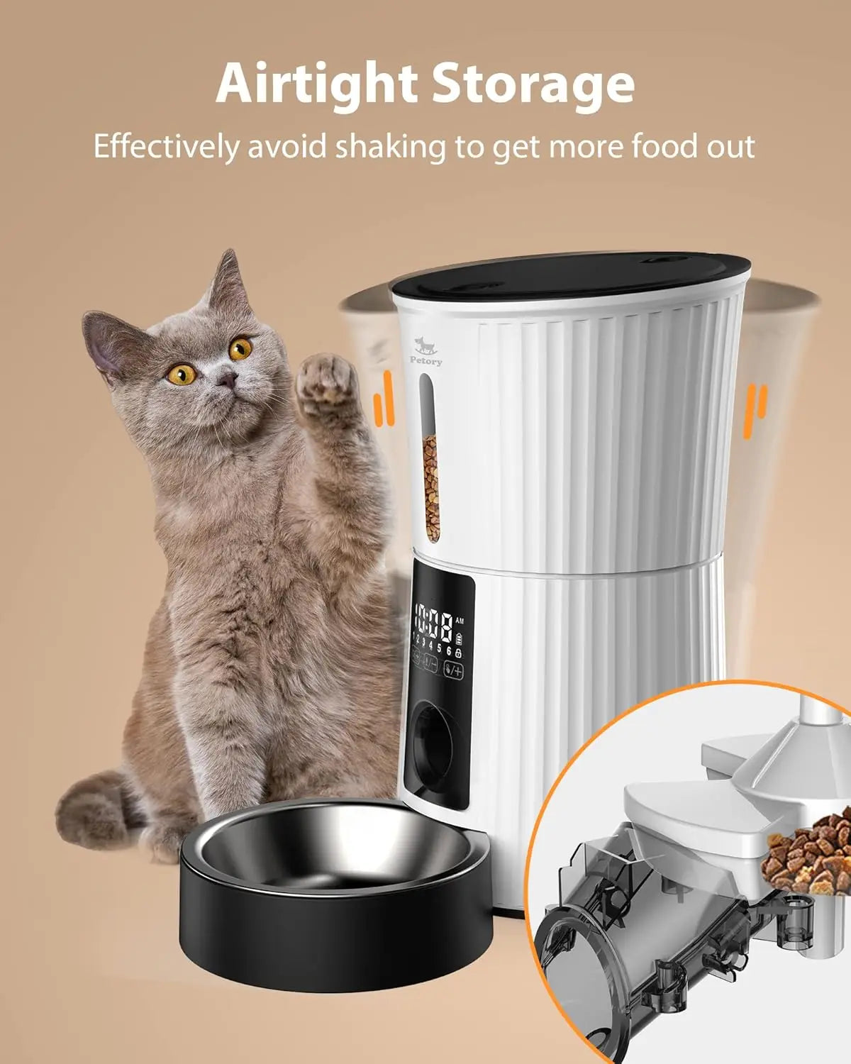 Automatic Cat &Dog Feeder with Timer,  6 Meals, Voice Recorder