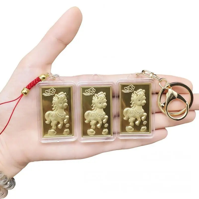 Horse Zodiac Keychain with Commemorative Coin - 2026 Chinese New Year Mascot Design for Daily Use & Festival Gift Giving