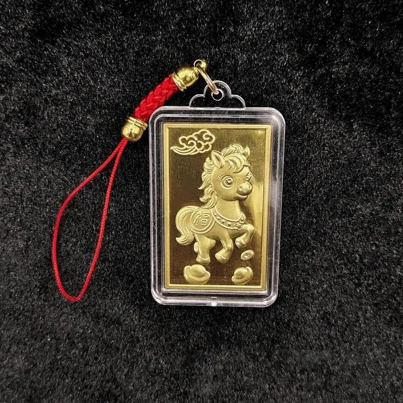 Horse Zodiac Keychain with Commemorative Coin - 2026 Chinese New Year Mascot Design for Daily Use & Festival Gift Giving