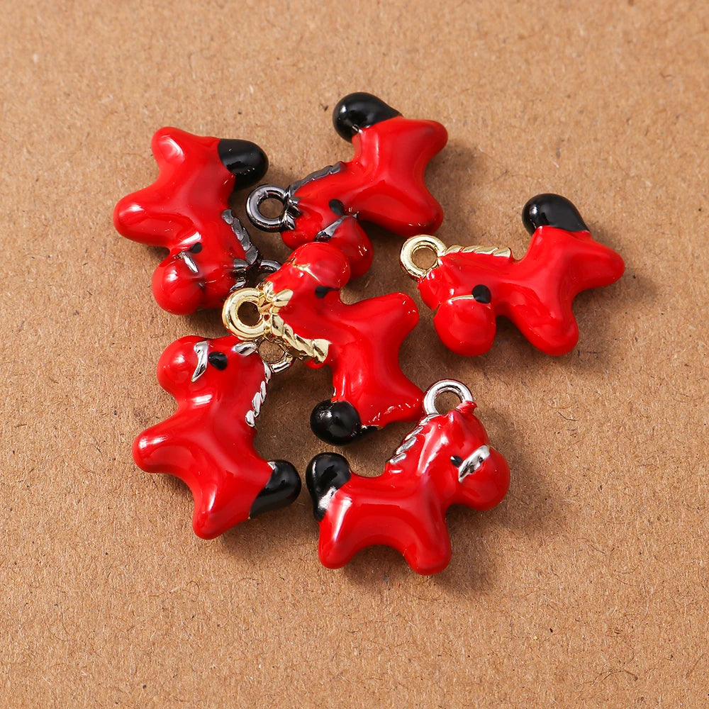 5pcs Cute Enamel Pony Horse Charms Pendants