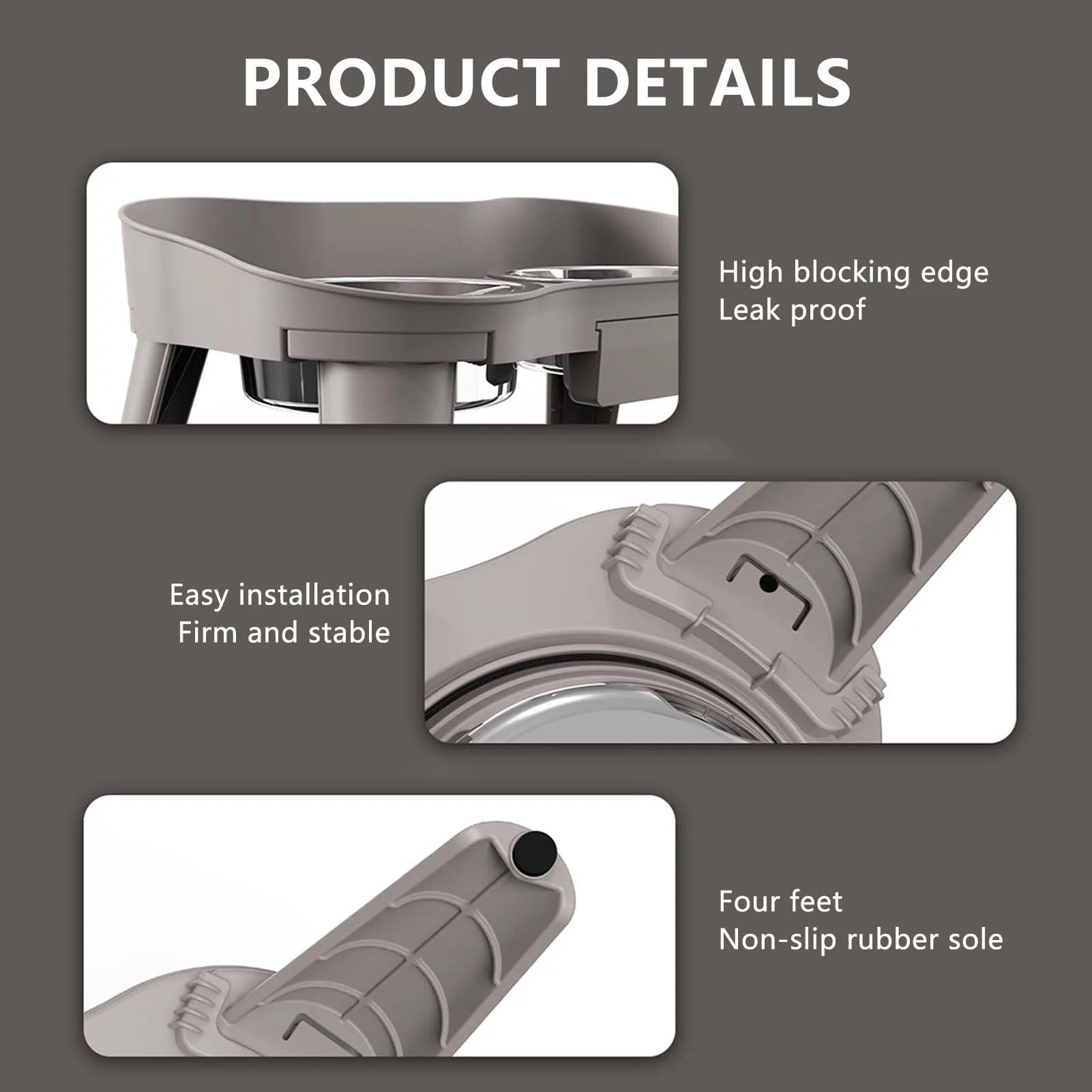 Raised Stand Elevated Non-Slip and No Spill Design Bowl