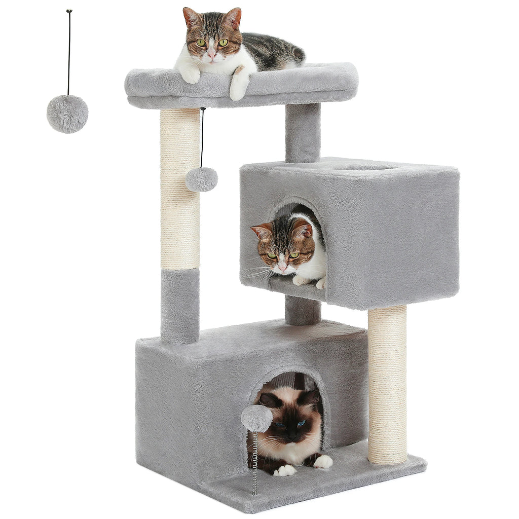 Multi-Level Cat Condo Tower with Scratching Posts and Cat Toys