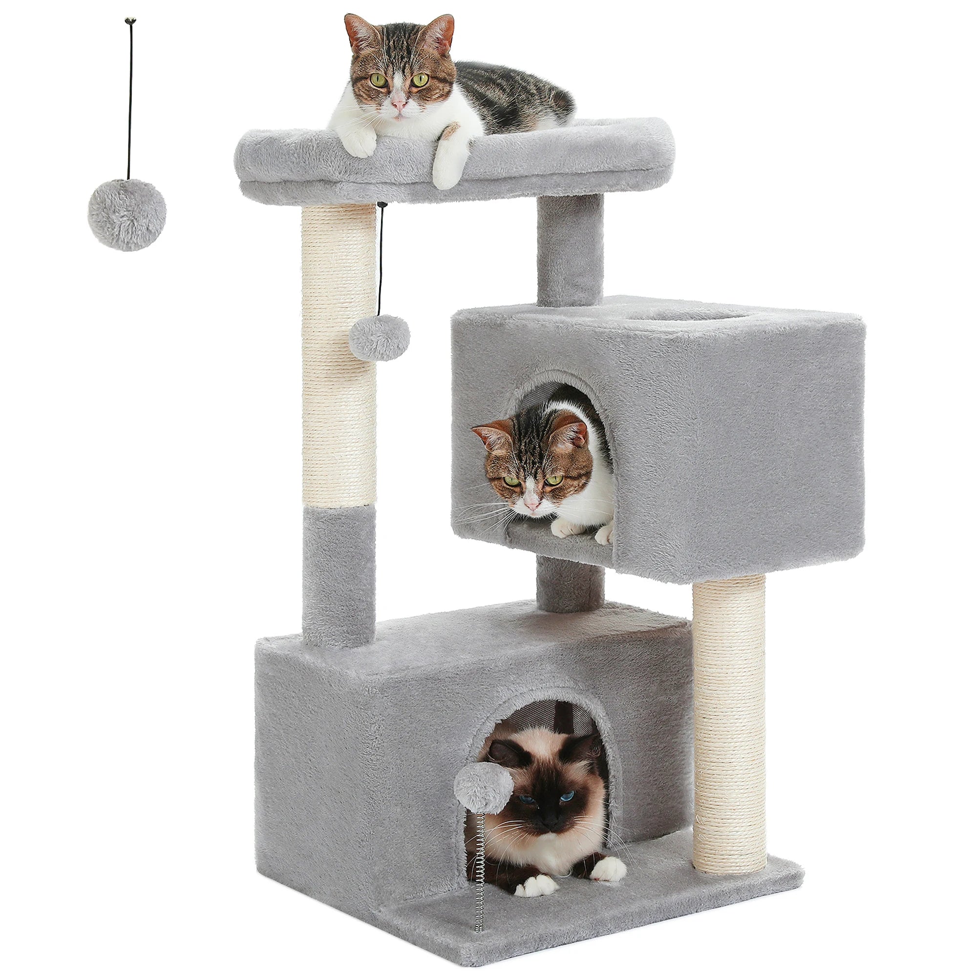 Multi-Level Cat Condo Tower with Scratching Posts and Cat Toys