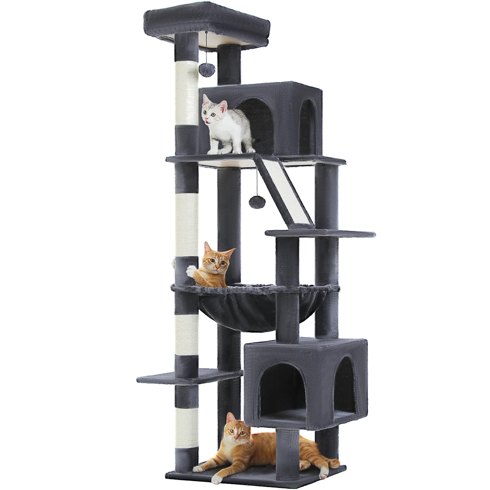 Tall Cat Tower for indoor Multi-level ,2 Big Condo Pad Bed Scratching Post