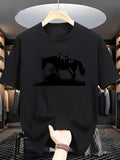 Western denim and horse pattern print breathable machine washable, loose and comfortable