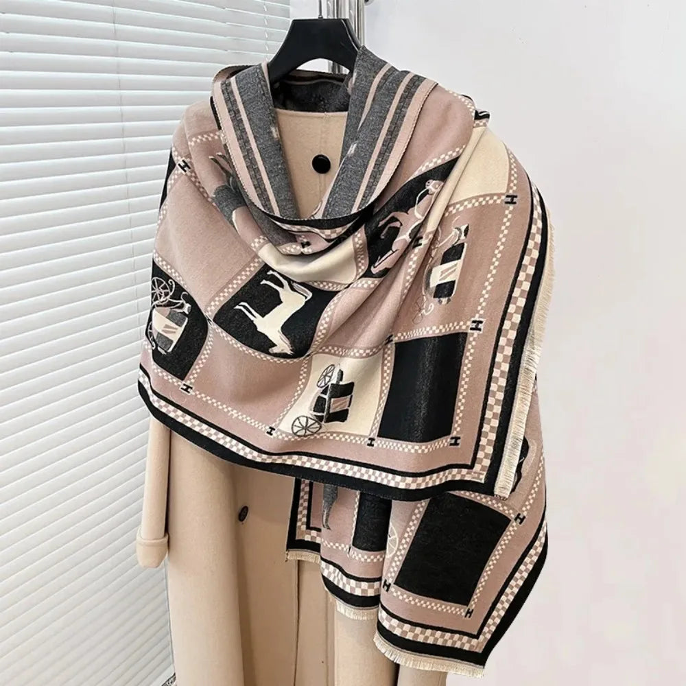 Luxury Warm Poncho Cashmere Winter Scarf, Shawl, Wrap