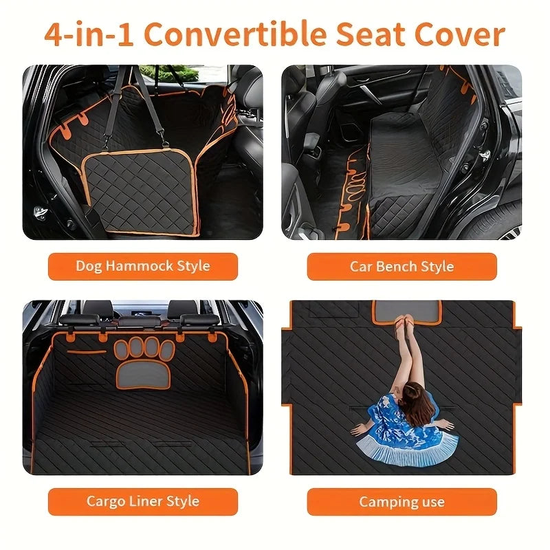 Pet Hammock Heavy Duty Scratch Resistant Anti Slip Durable Rear Seat Cover for Cars, Tr