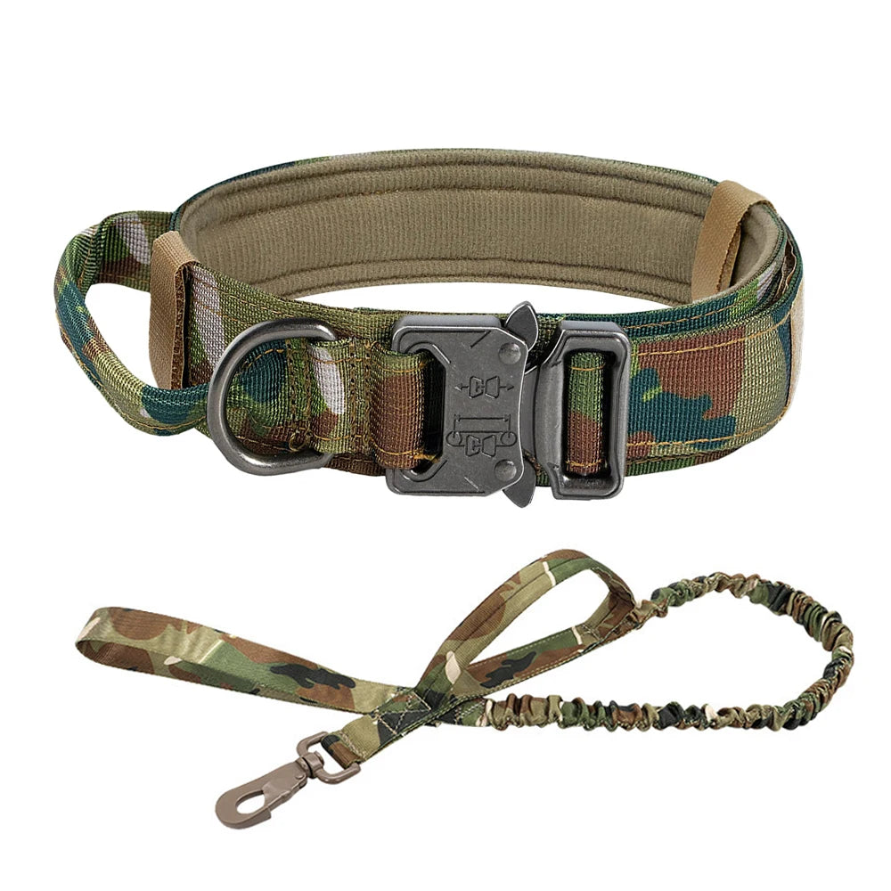 Adjustable Tactical Dog Collar And Leash Set Control Handle