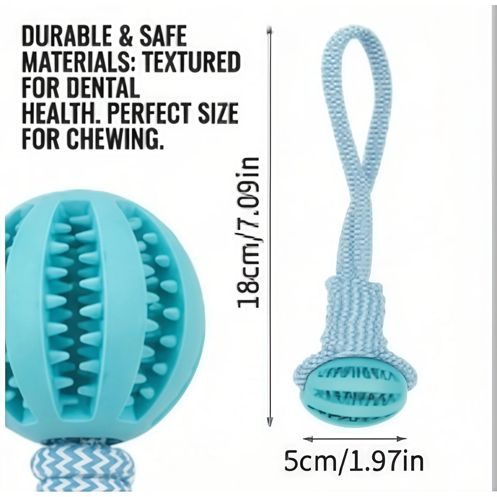Durable Braided Rope Dog Chew Toy Ball - Dental Cleaning & Treat Dispenser