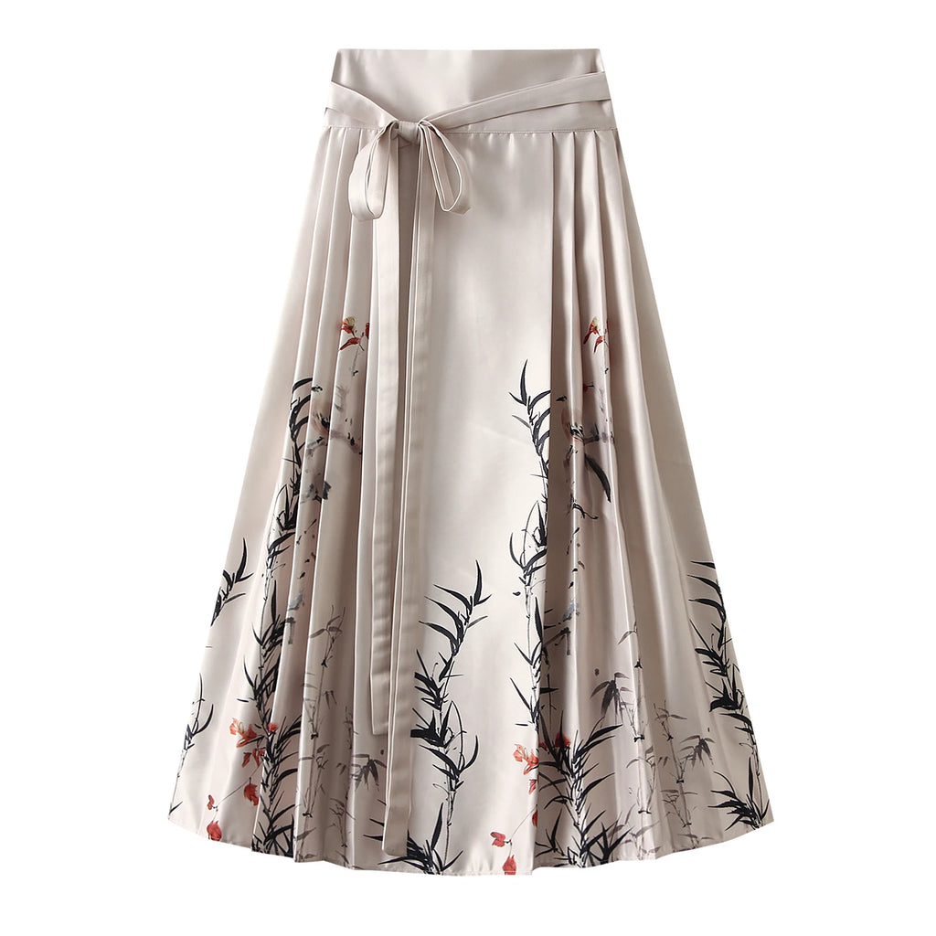 Elegant Long Pleated Swing Skirt