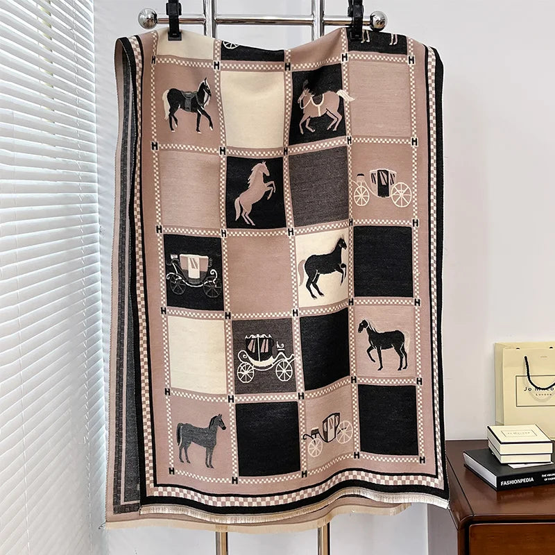 Luxury Warm Poncho Cashmere Winter Scarf, Shawl, Wrap