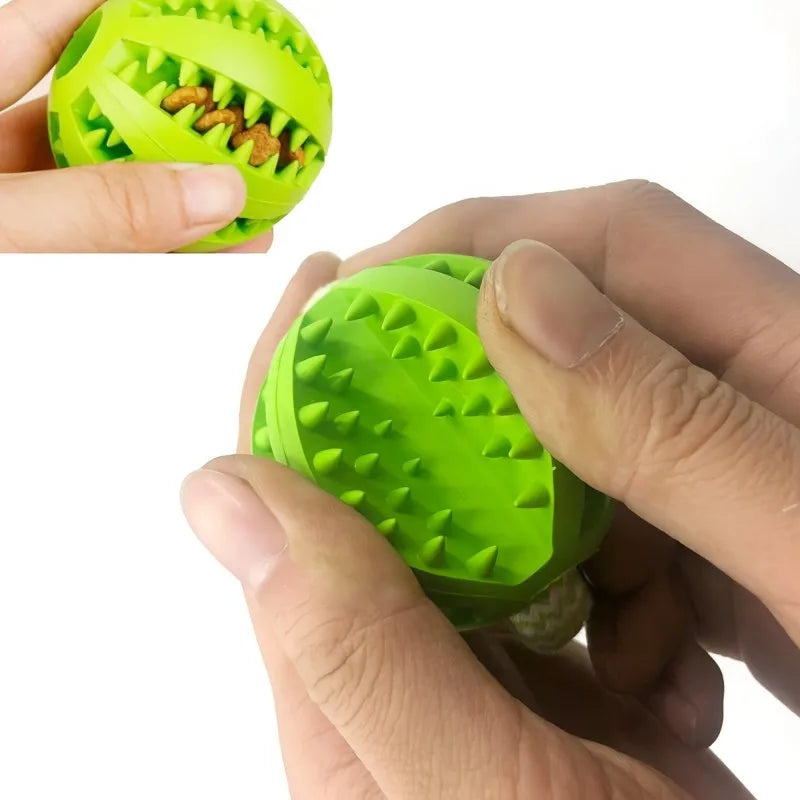 Durable Braided Rope Dog Chew Toy Ball - Dental Cleaning & Treat Dispenser