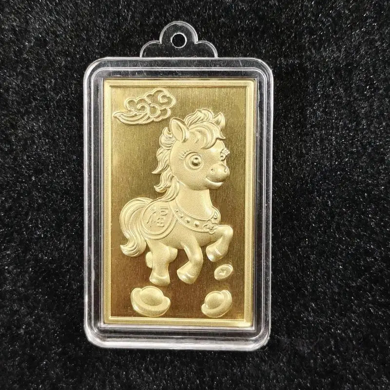 Horse Zodiac Keychain with Commemorative Coin - 2026 Chinese New Year Mascot Design for Daily Use & Festival Gift Giving