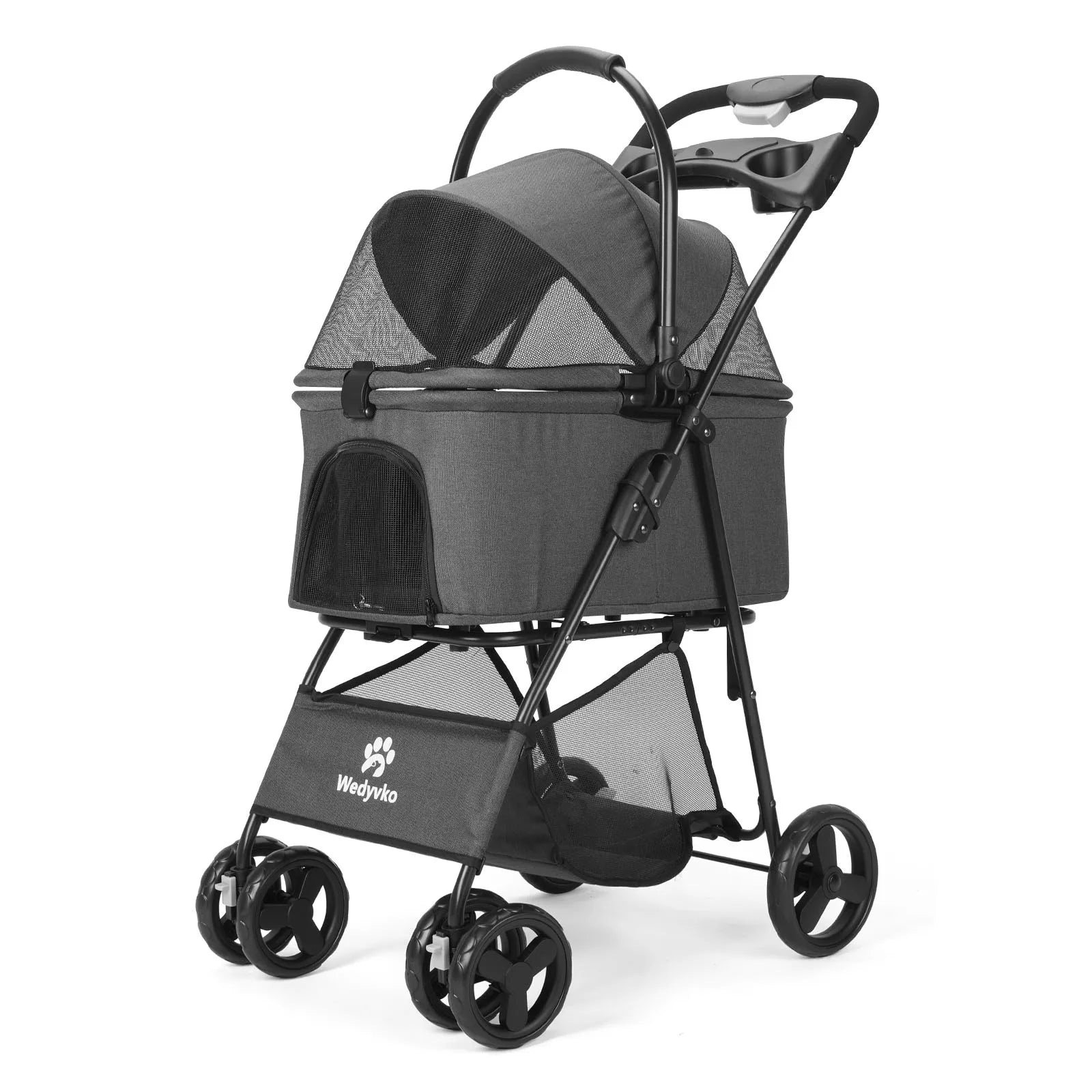 3 in 1 Pet Stroller with Removable Carrier, Folding, Waterproof, All-Terrain, with Sun Screen
