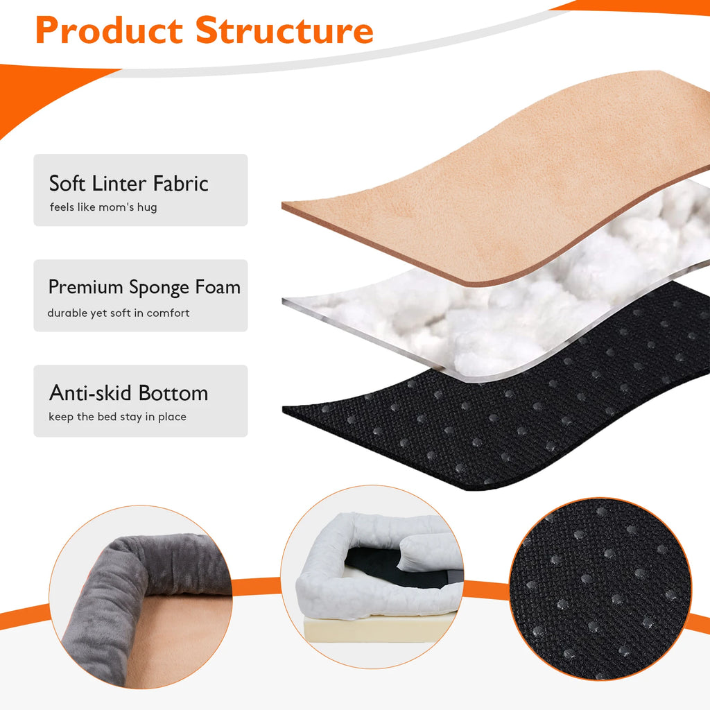 Large Dog Bed Soft Comfortable Anti Allergy Warm Fleece Removable Washable Cover