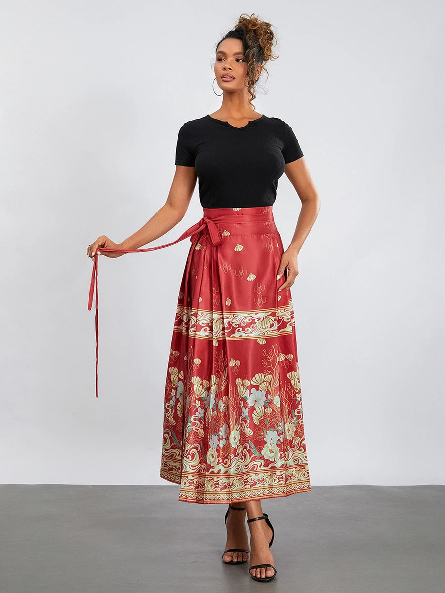 Elegant Long Pleated Swing Skirt
