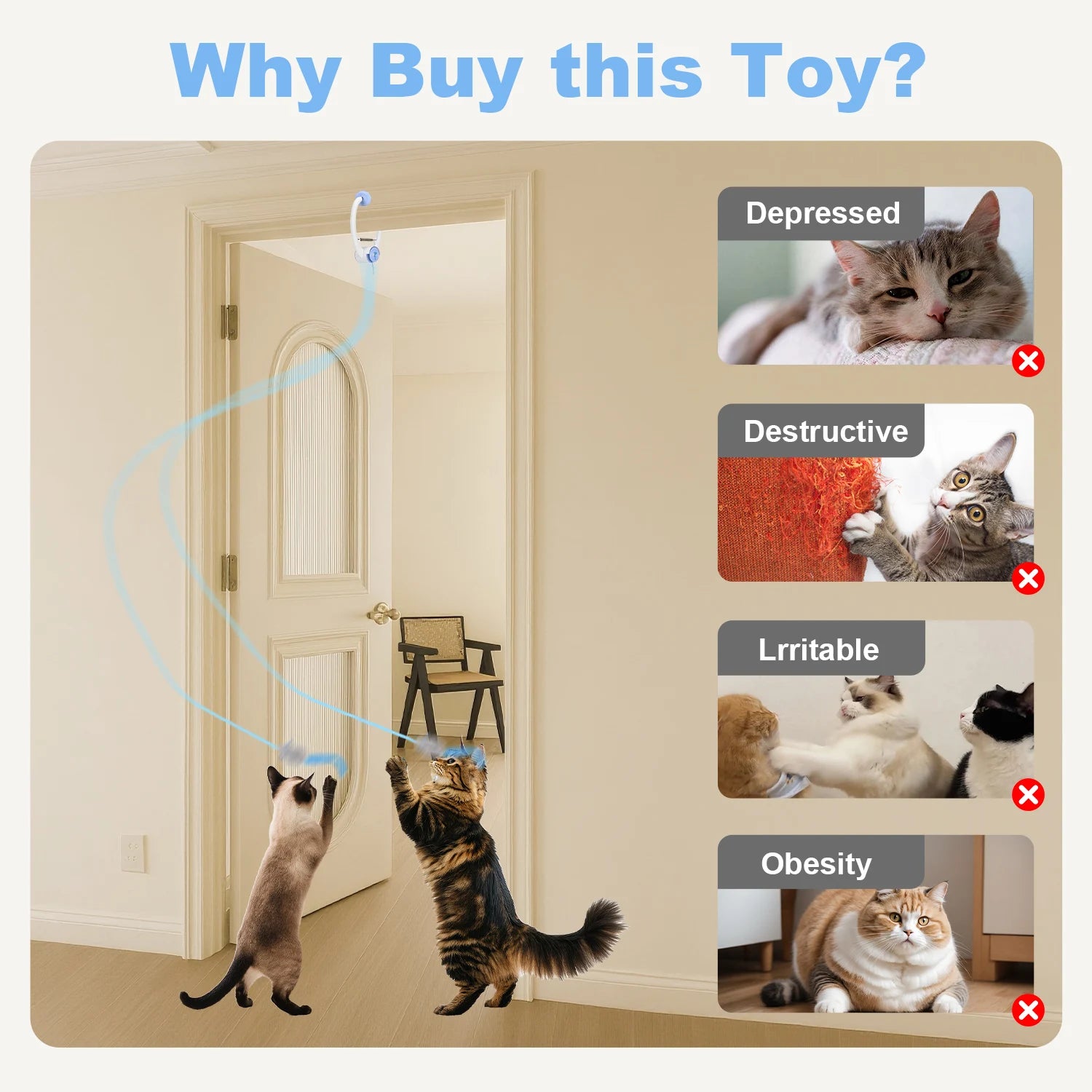 Cat USB Rechargeable Self Play Toy Retractable