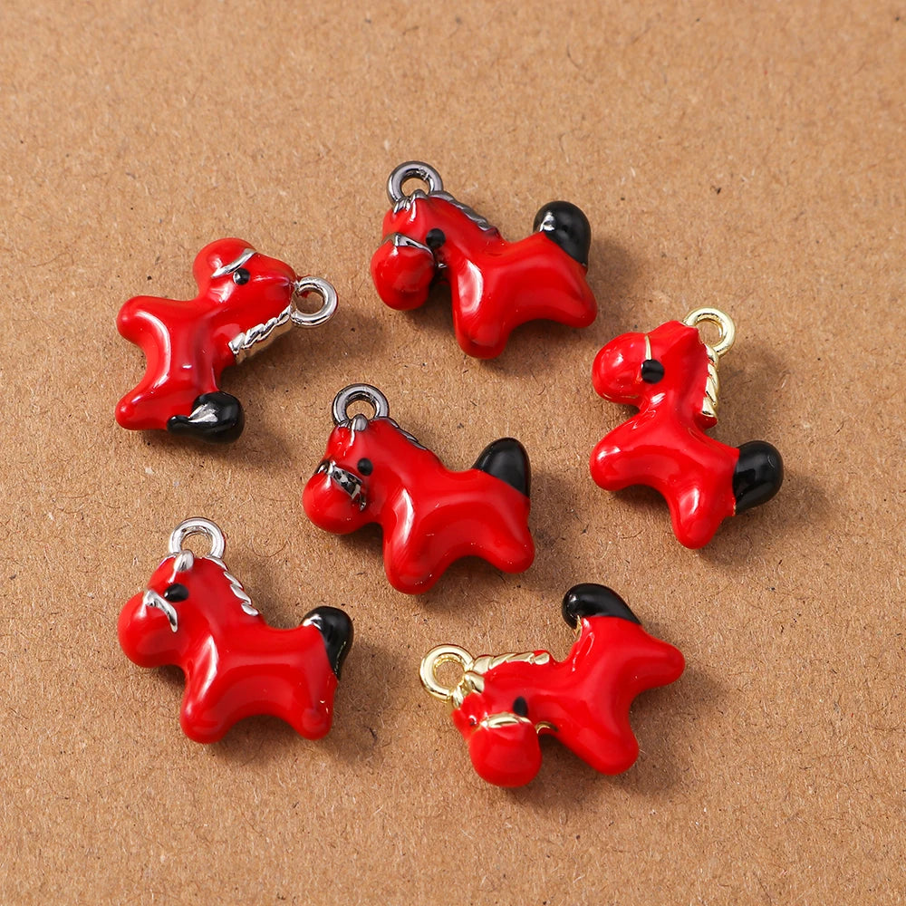 5pcs Cute Enamel Pony Horse Charms Pendants