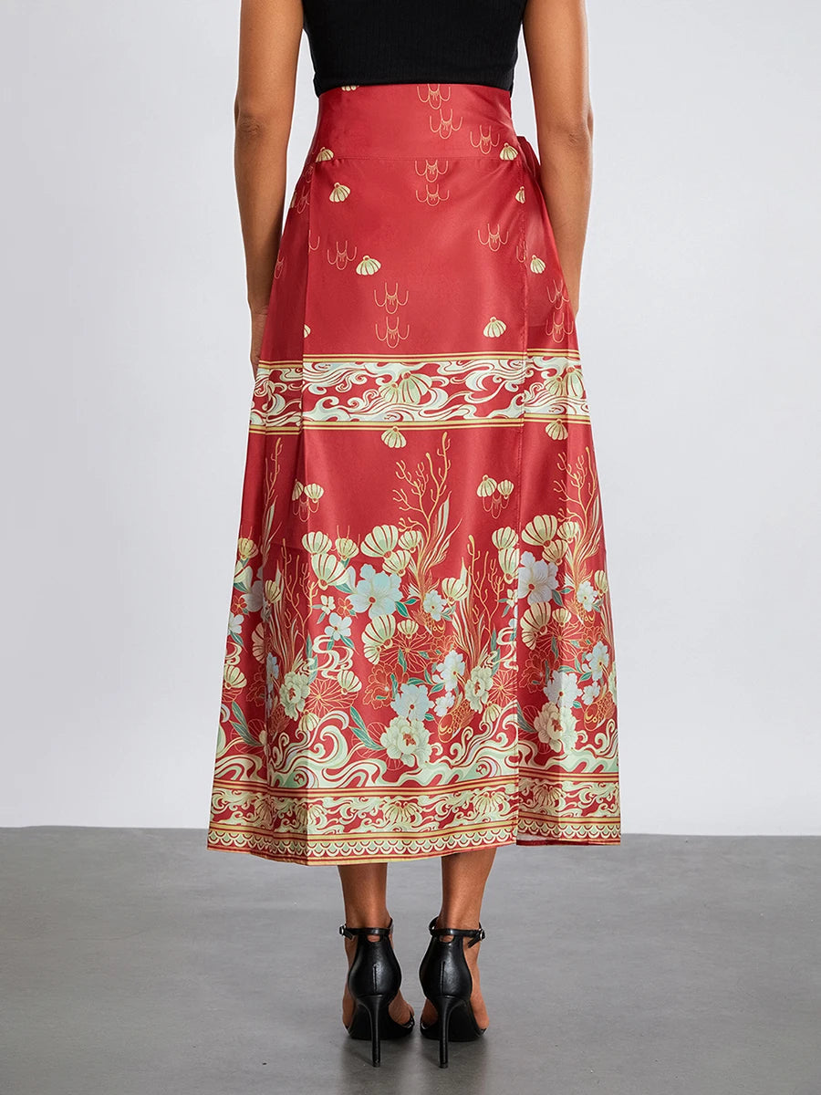 Elegant Long Pleated Swing Skirt