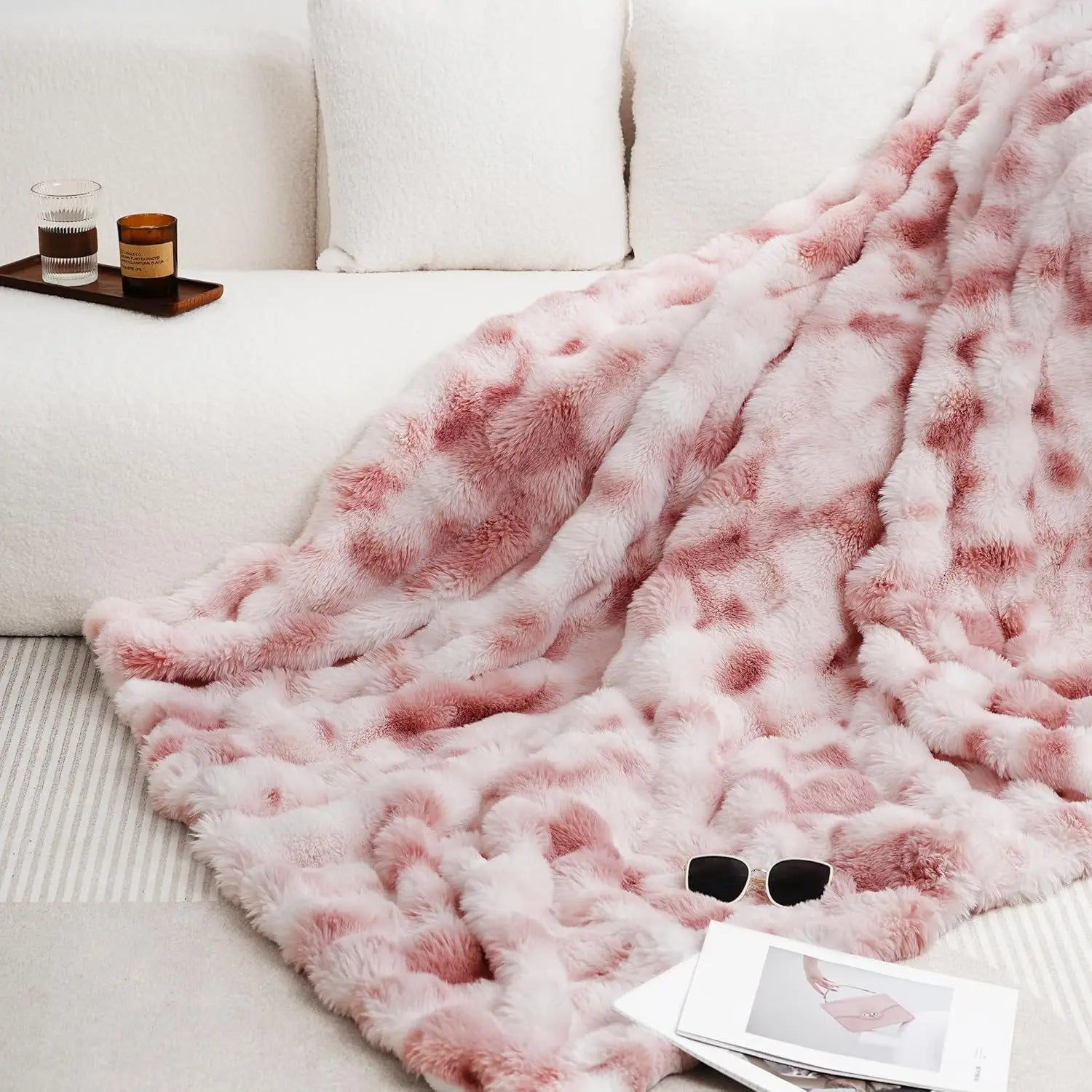 Soft, Warm, 1pc Cozy Faux Rabbit Fleece Blanket, 6LBS