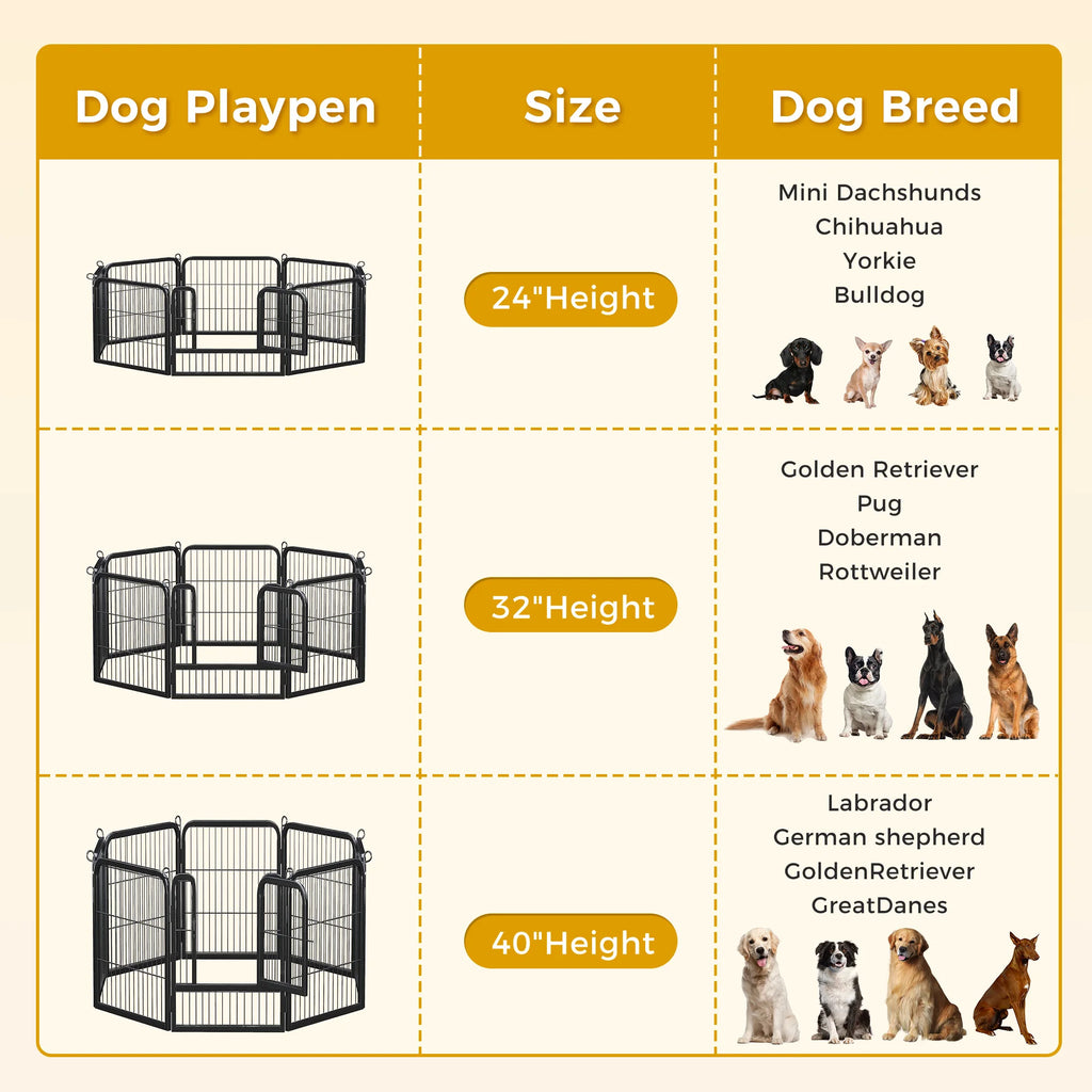 Dog Playpen with Door, Outdoor/Indoor Foldable Metal, Heavy Duty