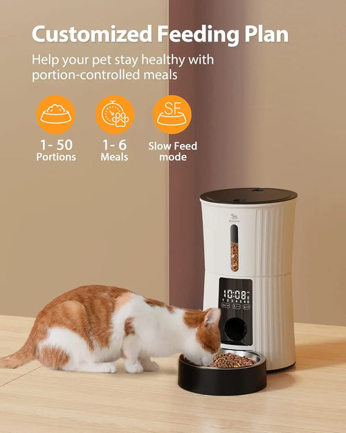 Automatic Cat &Dog Feeder with Timer,  6 Meals, Voice Recorder